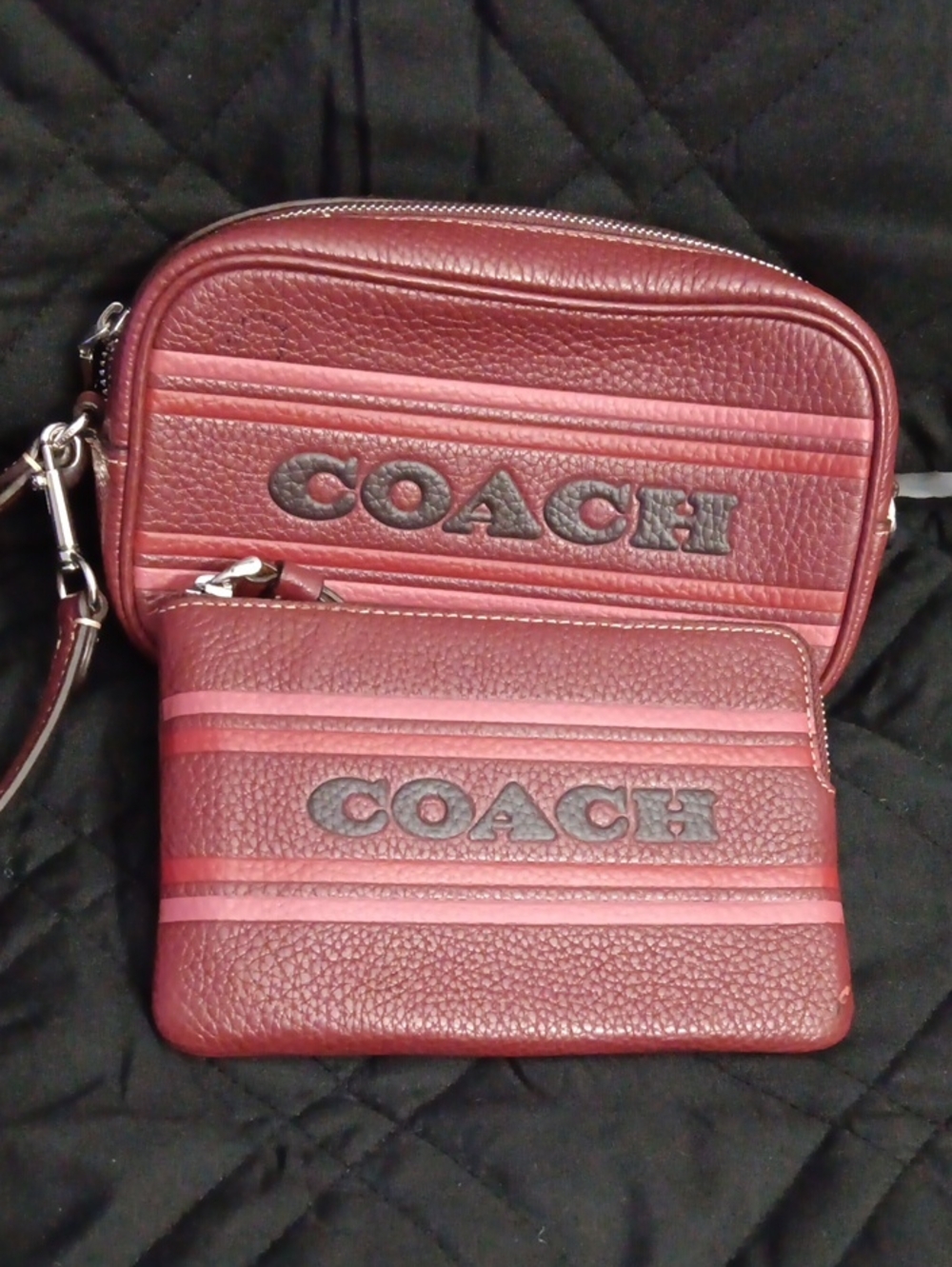 Coach Burgundy Matching Wristlet Set